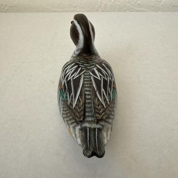 Wooden Duck Decoy Mallard Hand Carved Painted Small Shelf Sitter Art 5" - Picture 6 of 9